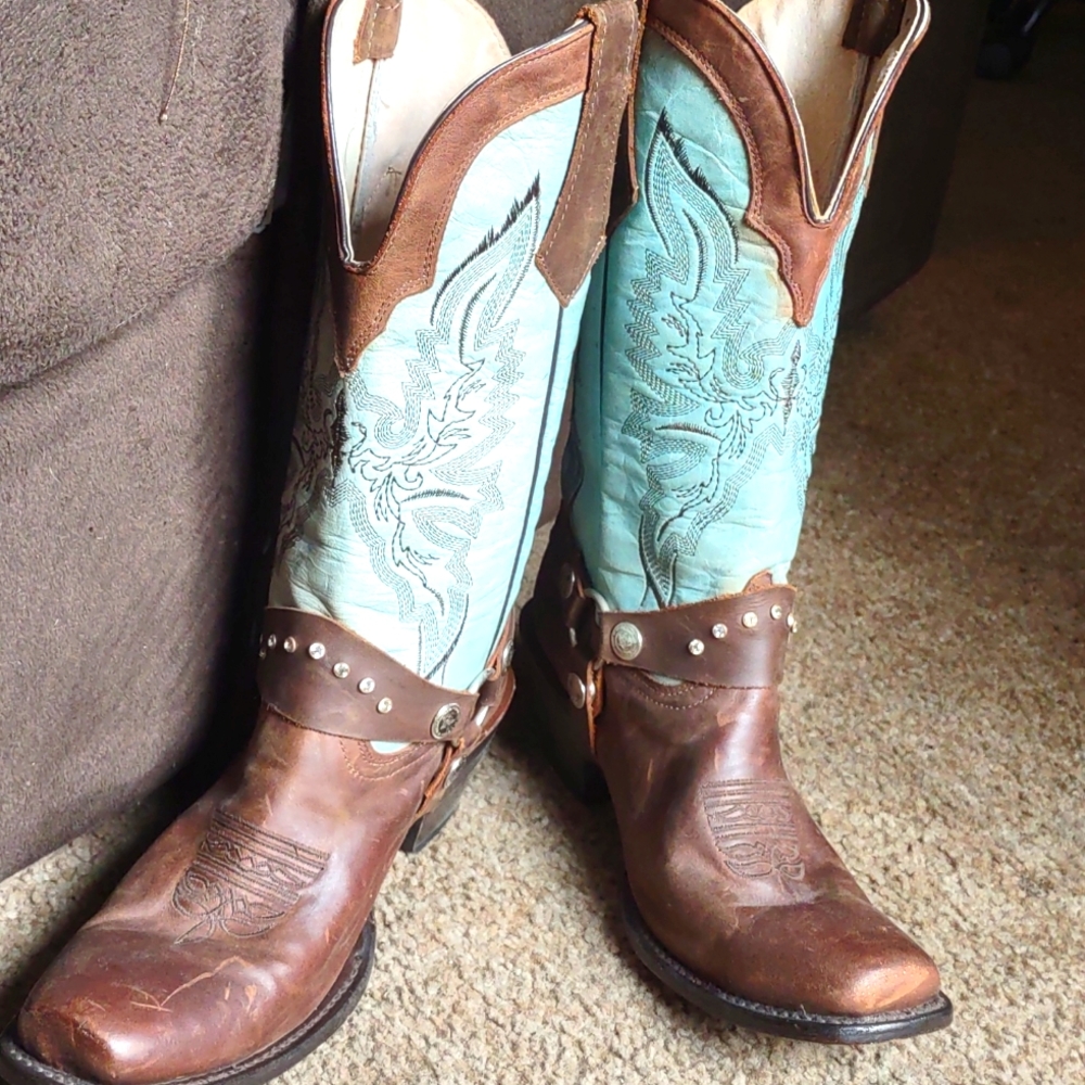 Teal cowboy boots